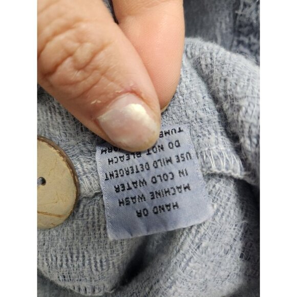 Focus Womens Lagenlook Jacket  Size Small Powder Blue Floral Textured Cotton - Picture 5 of 8